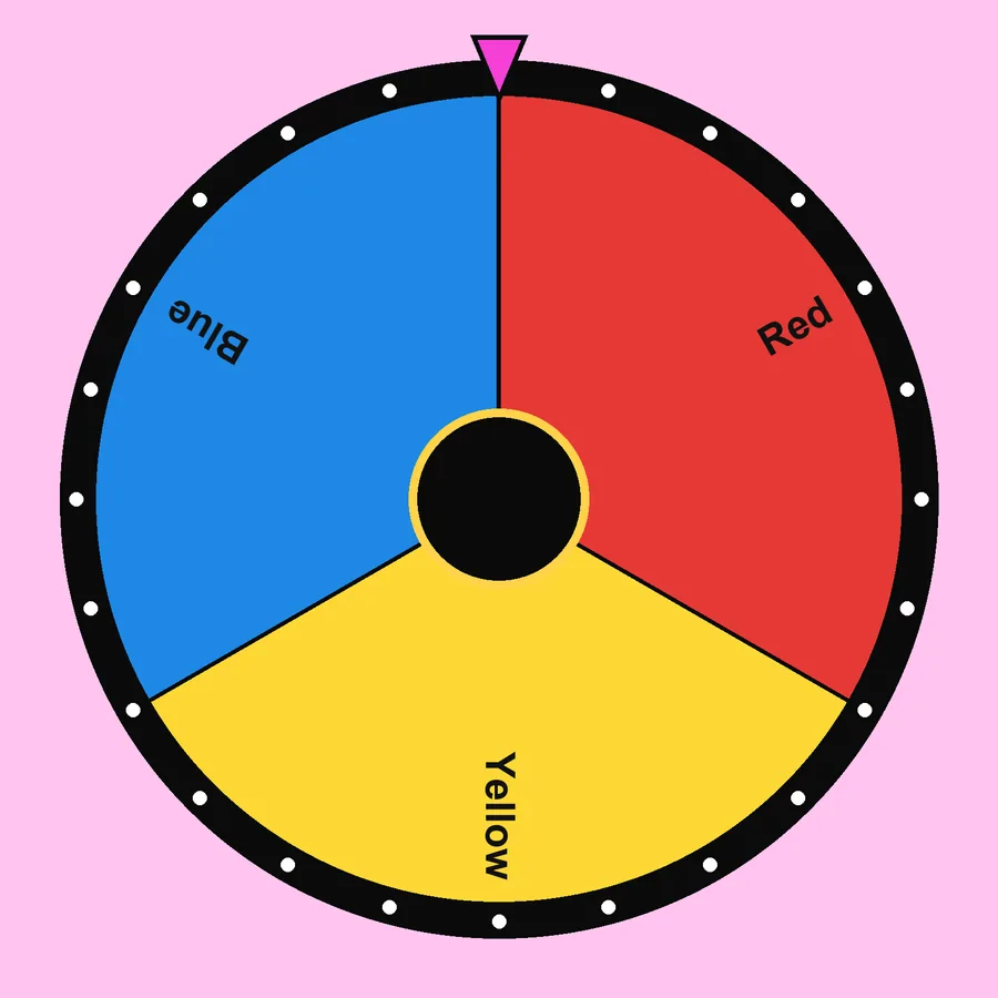 Color Wheel Spinner & Harmonies with the Primary preset loaded: Red, Yellow, Blue…