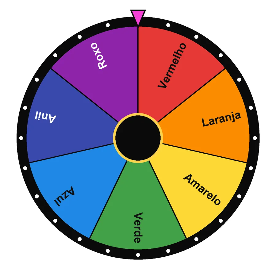 Roleta de cores Roleta de cores com o modelo “Início”: Vermelho, Laranja, Amarelo, Verde…