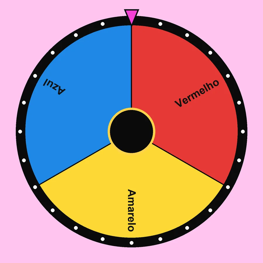 Roleta de cores com o modelo “Primárias”: Vermelho, Amarelo, Azul…