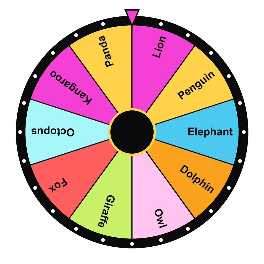 Random Animal Wheel Random Animal Wheel with the Starter preset loaded: Lion, Penguin, Elephant, Dolphin…